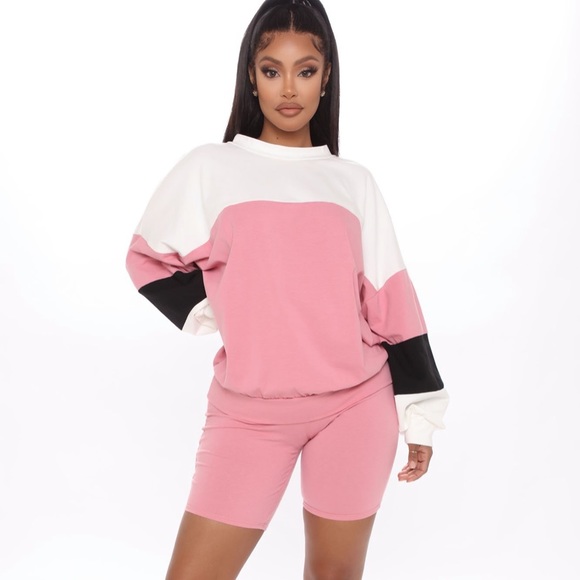Fashion Nova Other - Gotta Go Colorblock Biker Short Set - Rose
